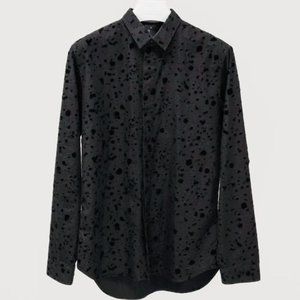 Dior HOMME Black Carpet 2017 Black Speckle Flock Button-Up Shirt
